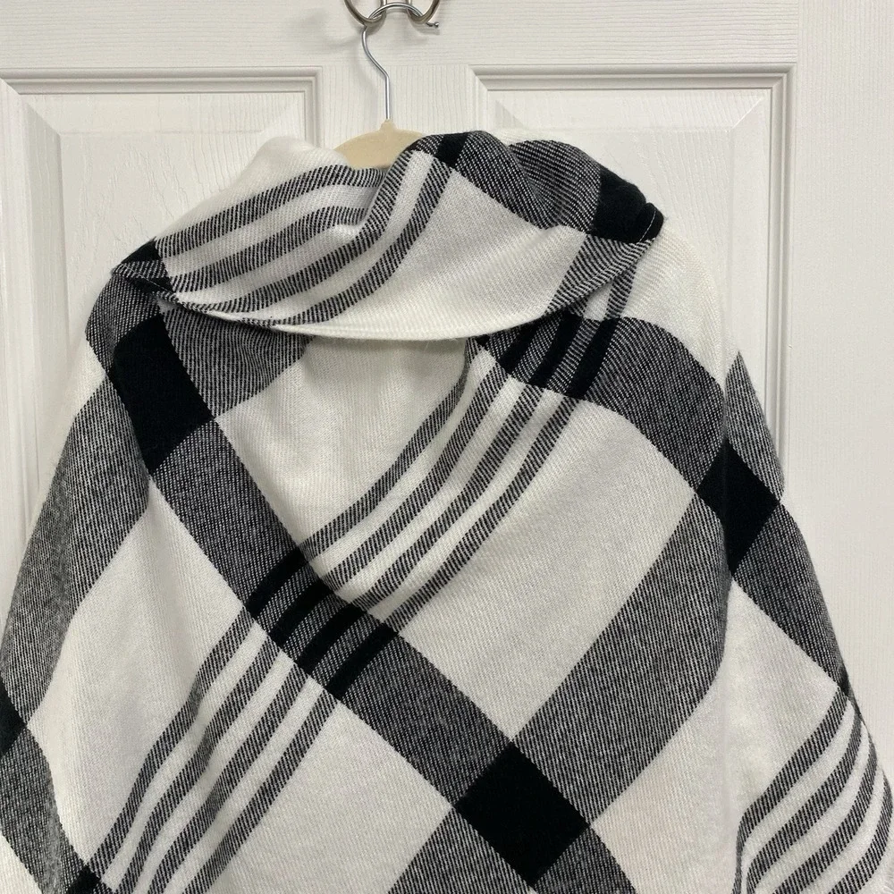 D&Y Women's Checkered fall Spring plaid fringe cape Poncho wrap Sz-‎ One Size